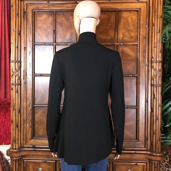 NWOT G by Giuliana Black Modal Shark Bite Hem Turtleneck Top - Picture 3 of 11